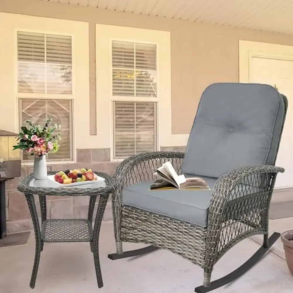 Set of 2-Outdoor Wicker Rocking Chairs