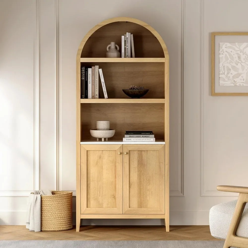 71" Natural Oak Arched Cabinet