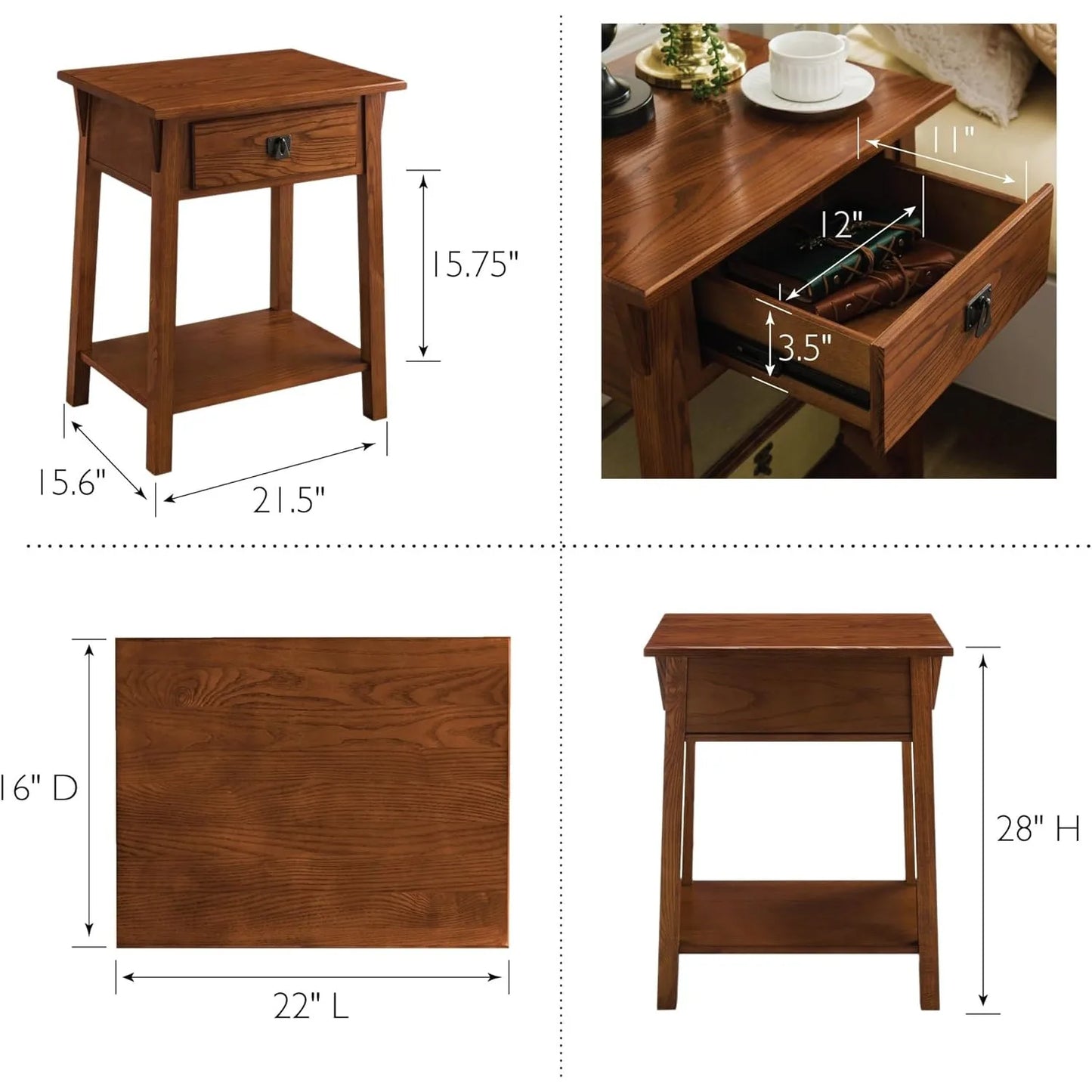 Solid Wood Mission End Table