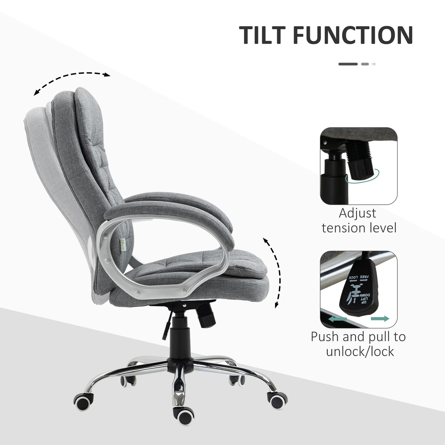 Grey Linen Executive Swivel Chair