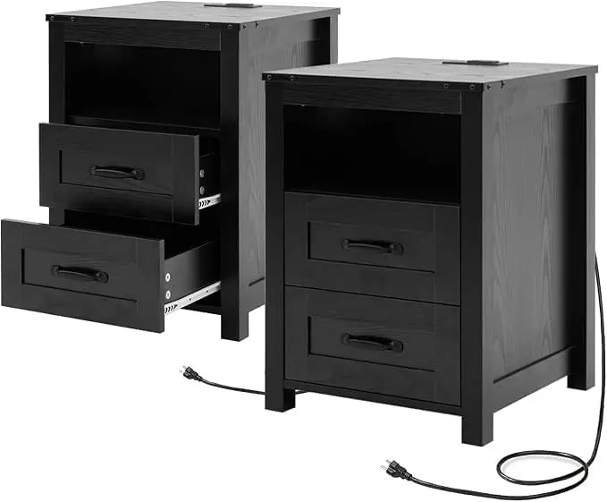 Set of 2-Farmhouse Side Table/Nightstand