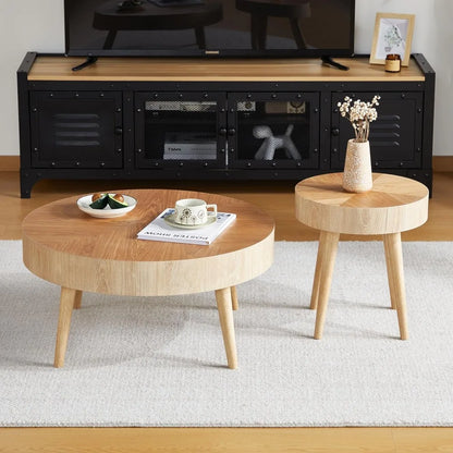 2-Piece Round Farmhouse Coffee Tables