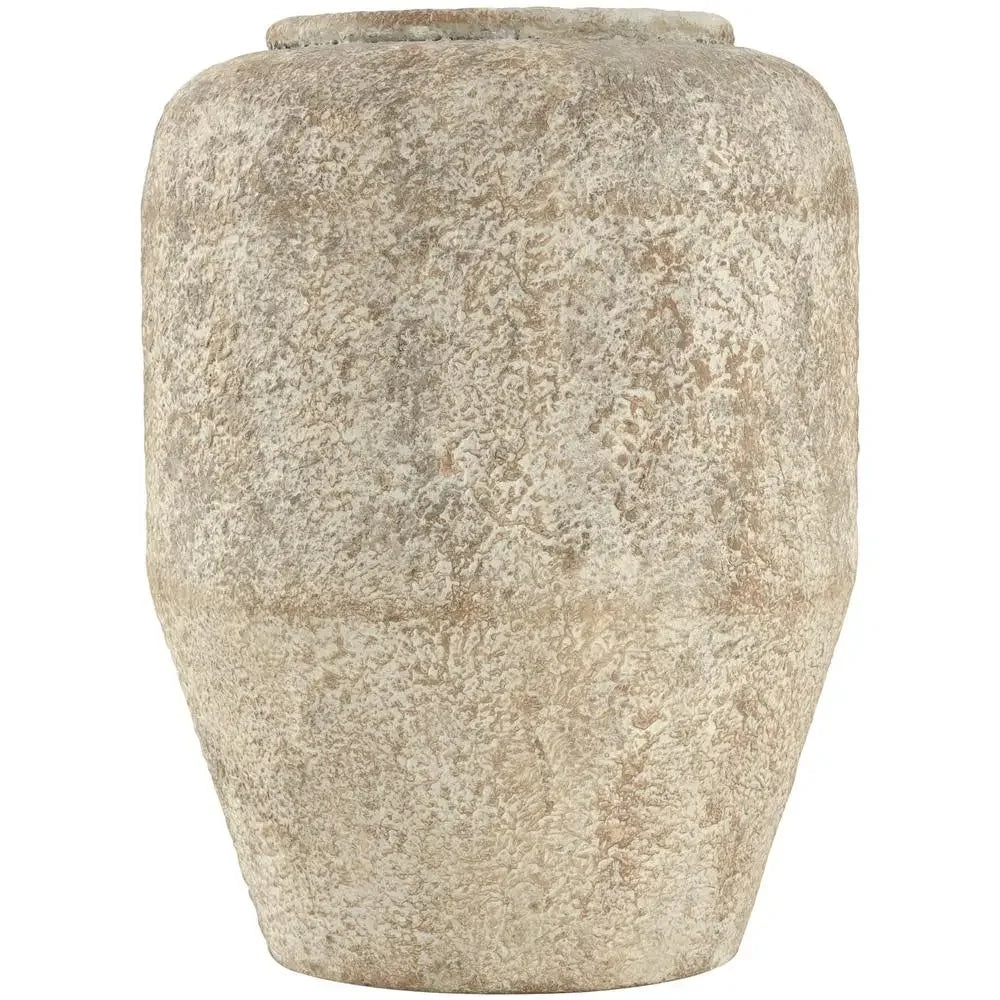 12" Handmade Distressed Beige Vase