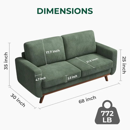 Corduroy Loveseats w/Oak Wood