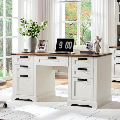 60" Farmhouse Executive Desk with Drawers