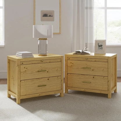 Set of 2-Nightstand with Drawers