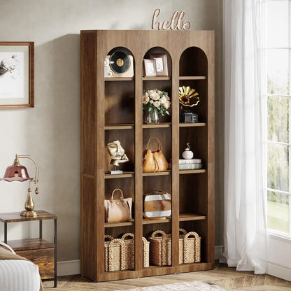 5-Tier Farmhouse Tall Bookshelf