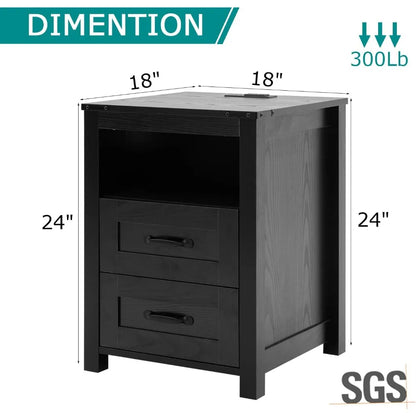 Set of 2-Farmhouse Side Table/Nightstand