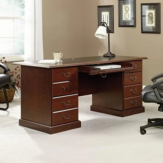 75"-W Cherry Finish Executive Desk