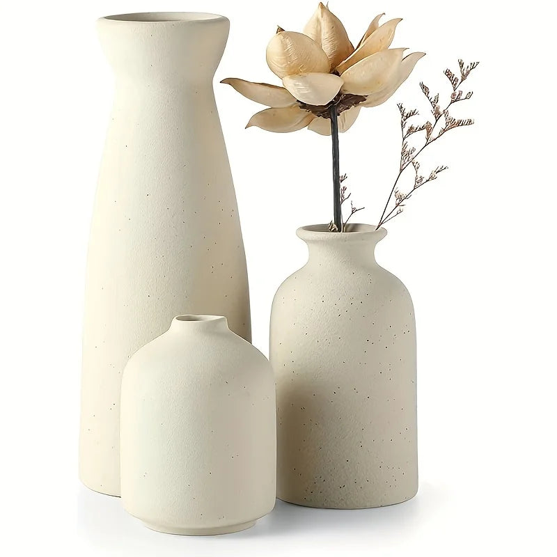 Set of 3 Farmhouse Ceramic Vases