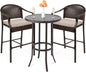 3-Piece Outdoor Wicker Bar Height Bistro Furniture