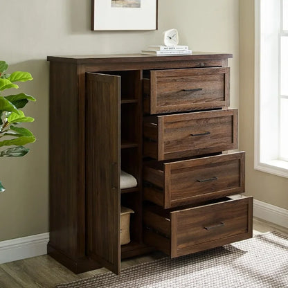 4-Drawer Grooved Door Wardrobe