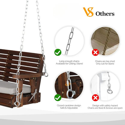 Heavy Duty 880 LBS Farmhouse Wooden Porch Swings