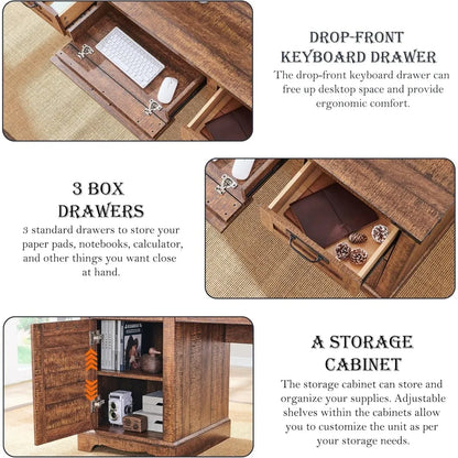 60" Farmhouse Executive Desk with Drawers