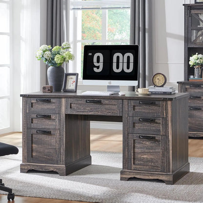 60" Farmhouse Executive Desk with Drawers