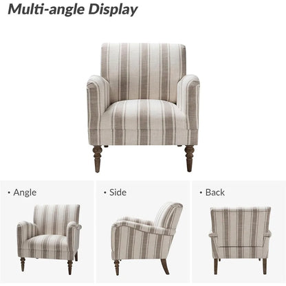 Tan Striped or Plaid Accent Chair