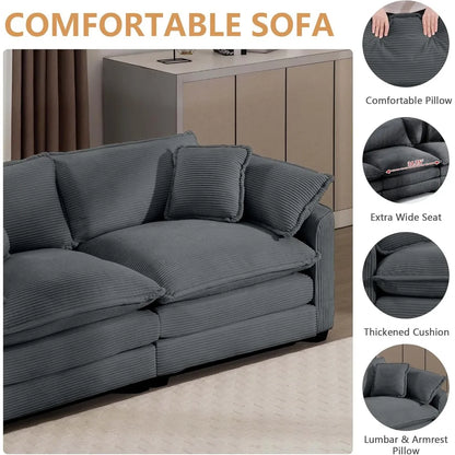 149.5" Sectional Sofa w/Ottoman