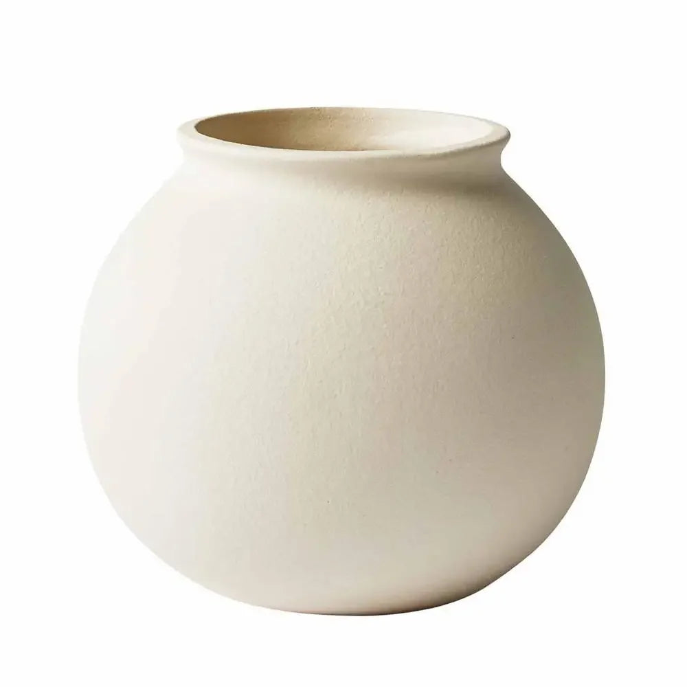 6.7"D Chic Round Cream Ceramic Vase