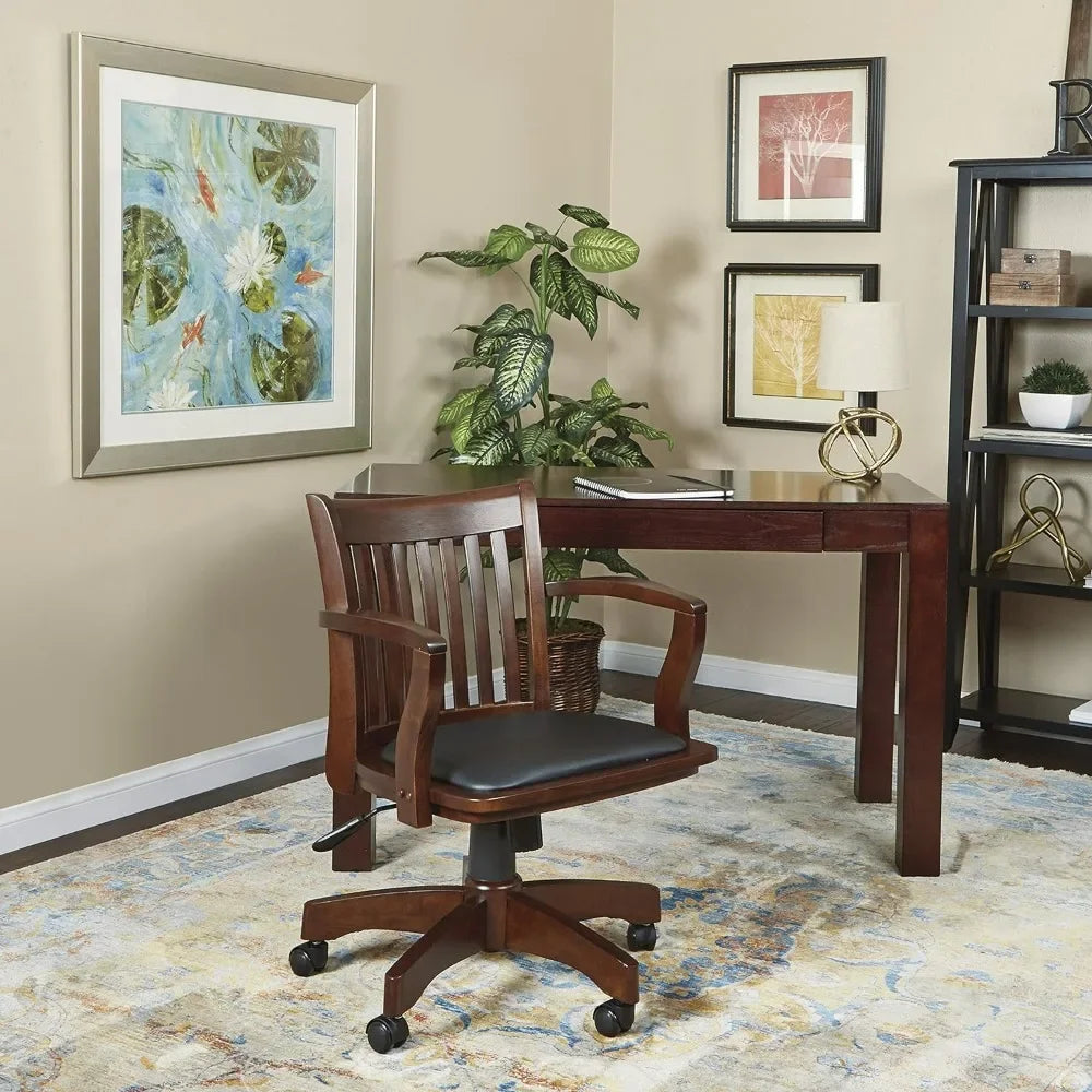 Wood Desk Chair with Padded Seat