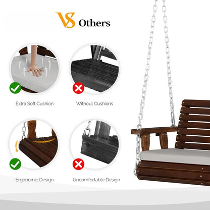 Heavy Duty 880 LBS Farmhouse Wooden Porch Swings