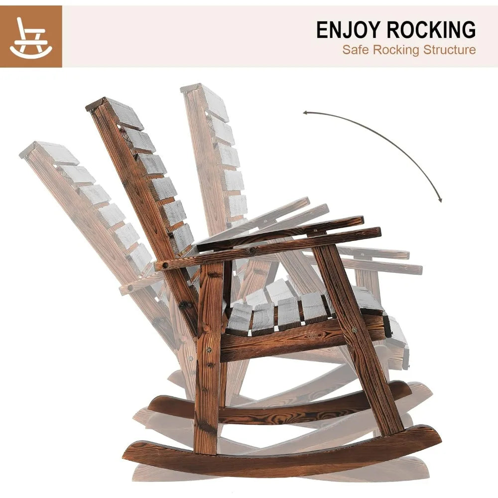 3 pcs Rustic Wooden Outdoor Rocking Set