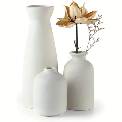 Set of 3 Farmhouse Ceramic Vases