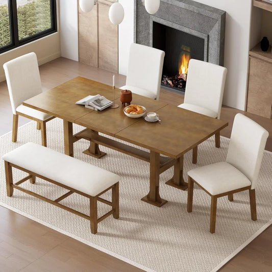 56-76"-L, 6-Piece Extendable Dining Table Set