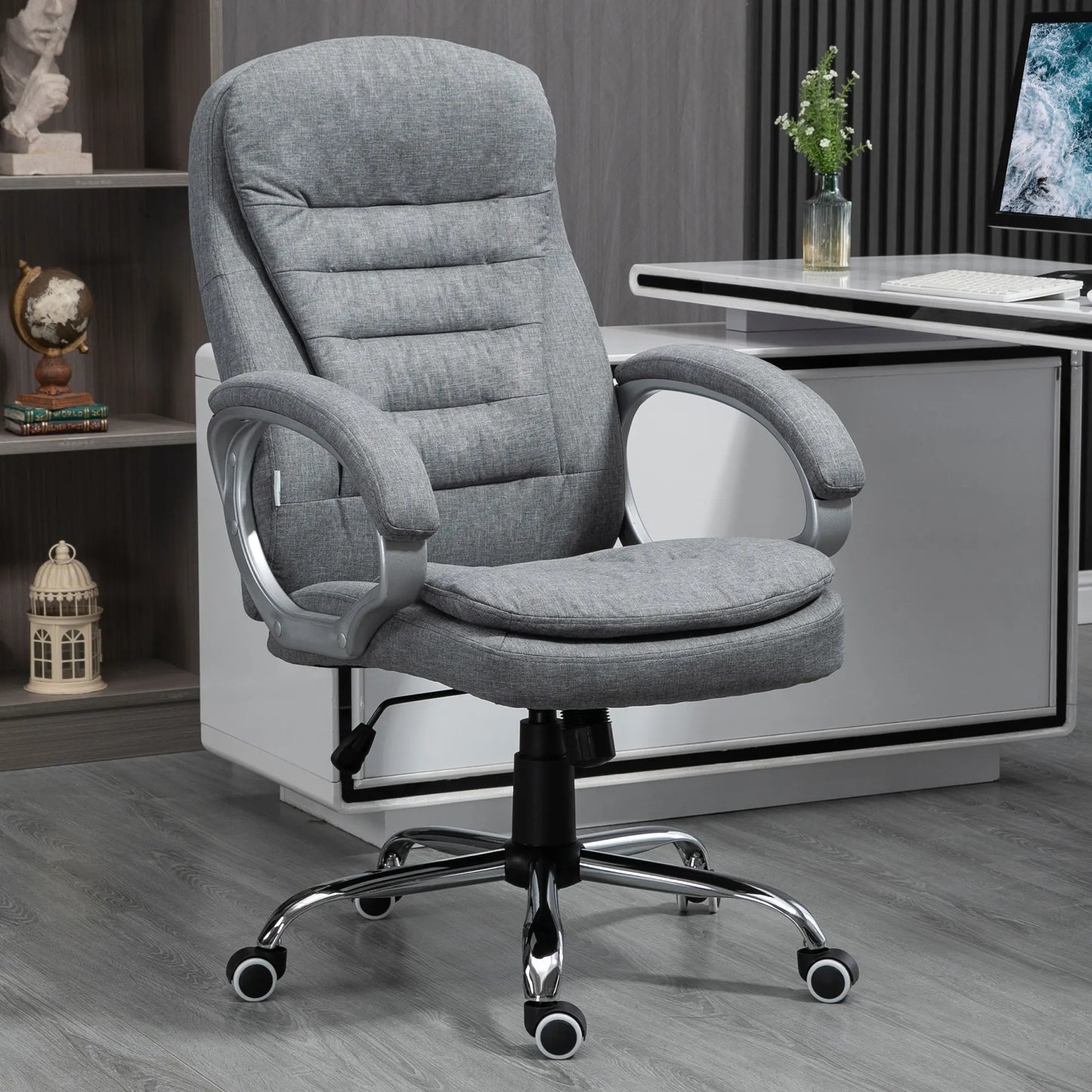 Grey Linen Executive Swivel Chair
