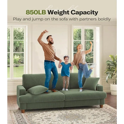 87", 3-Seat Grey, Green, or Beige Corduroy Sofas