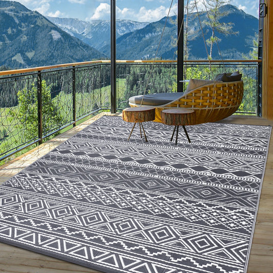 5x8' Waterproof Reversible Boho Patio Rug