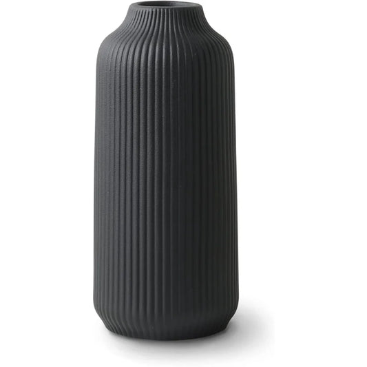 8.3"H Boho Matte Black Ceramic Vase