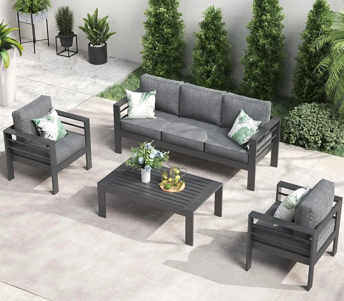 4 or 5 Pc-Patio Sectional Furniture With Fire Pit Table or Coffee Table