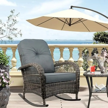 Set of 2-Outdoor Wicker Rocking Chairs