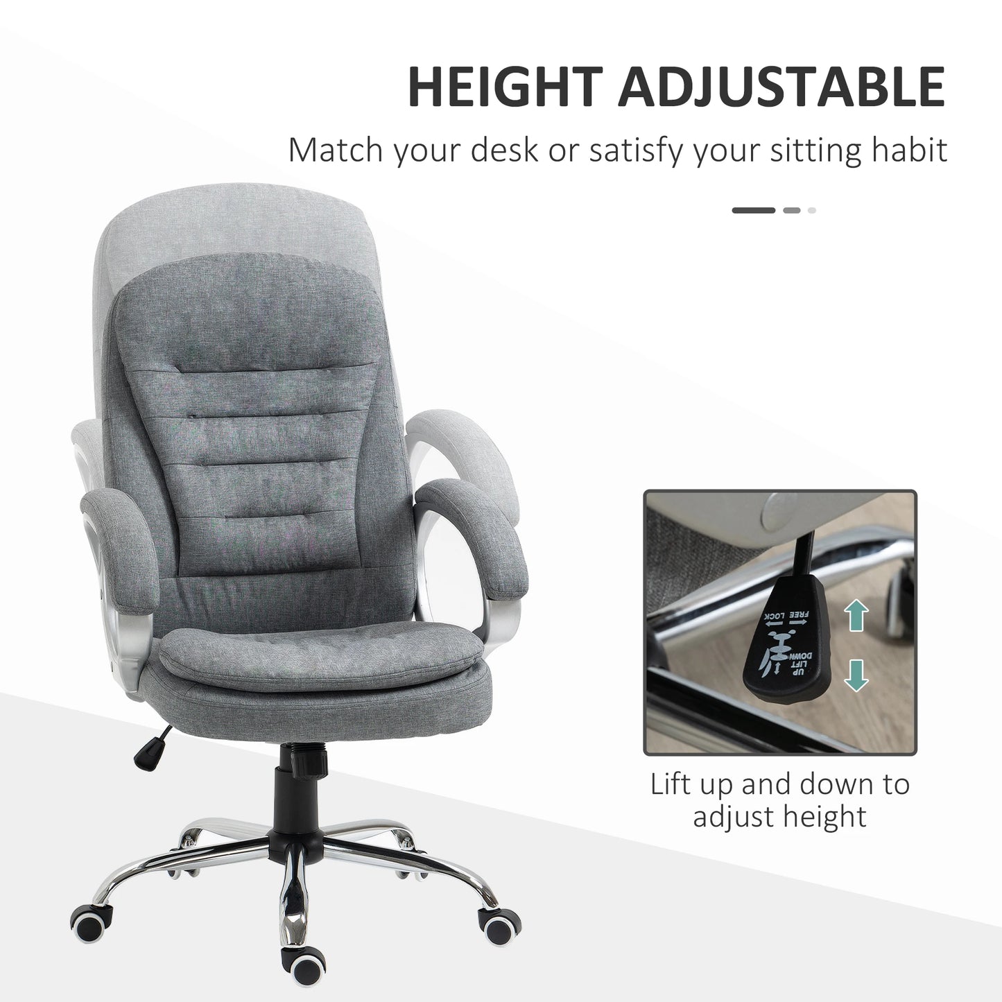 Grey Linen Executive Swivel Chair