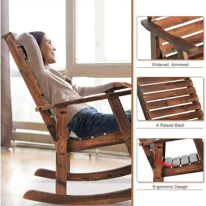 3 pcs Rustic Wooden Outdoor Rocking Set