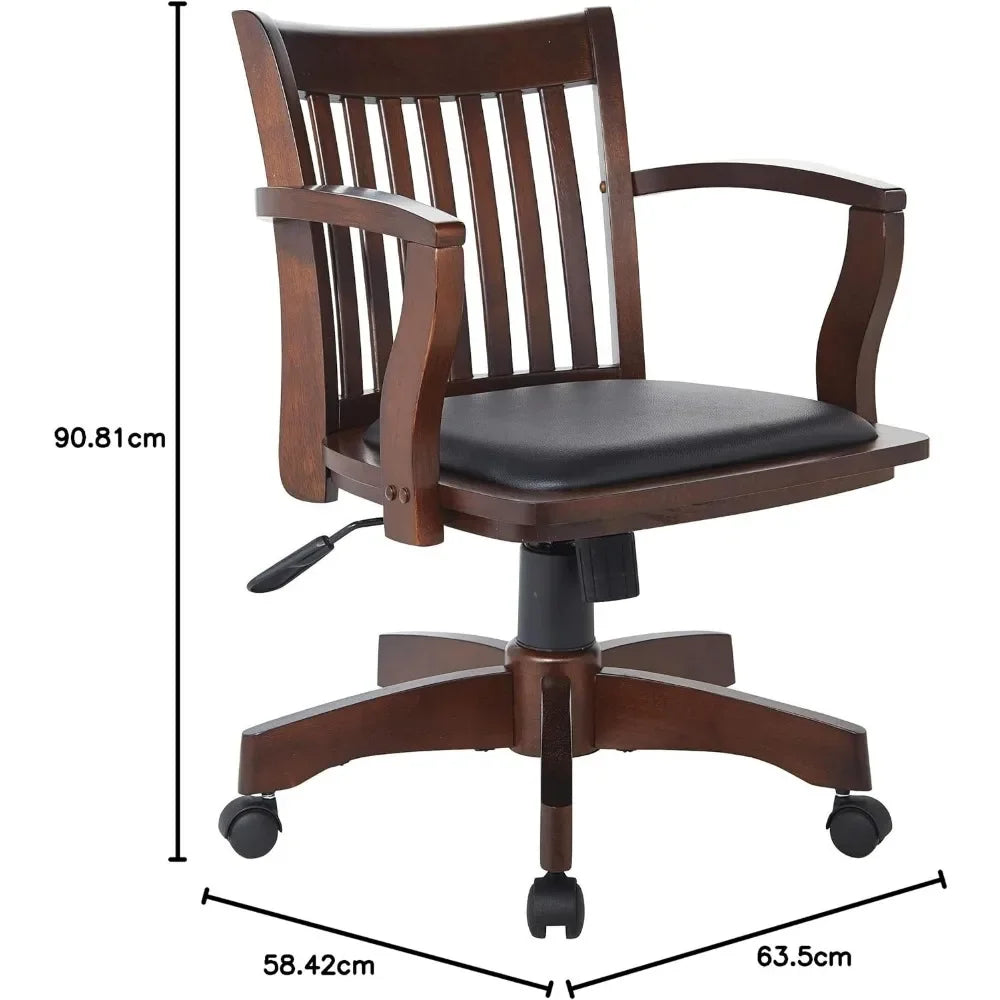 Wood Desk Chair with Padded Seat