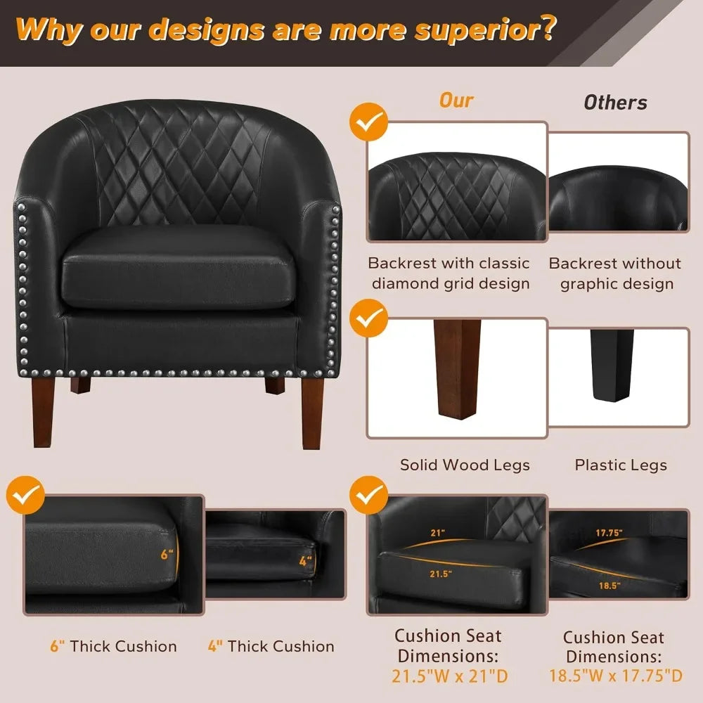 Leather Barrel Chair Sets