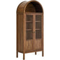 71" Tall Walnut Wood Display Cabinet