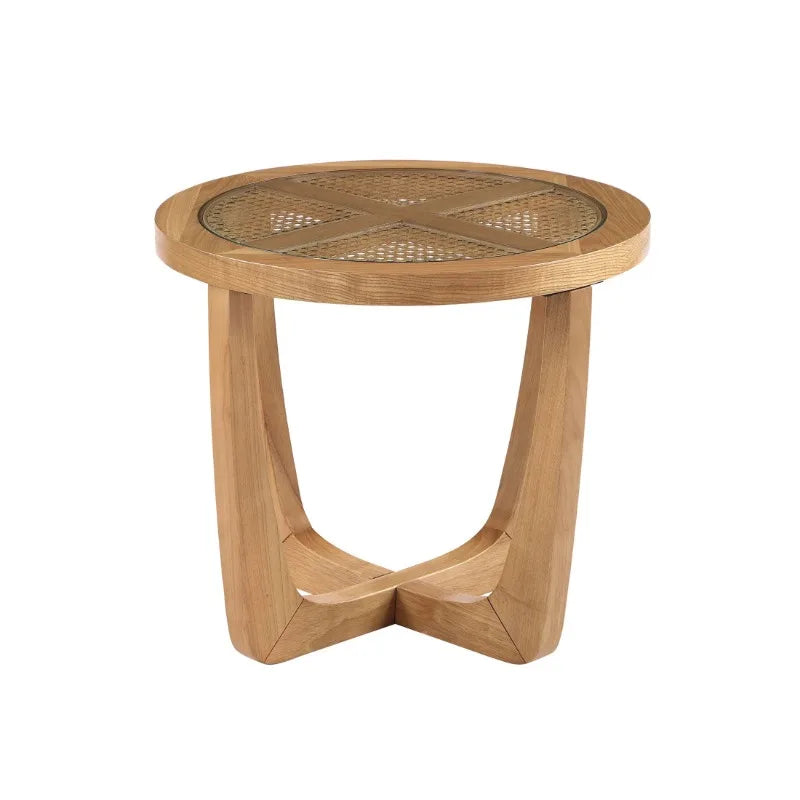 Rattan & Glass Side Table