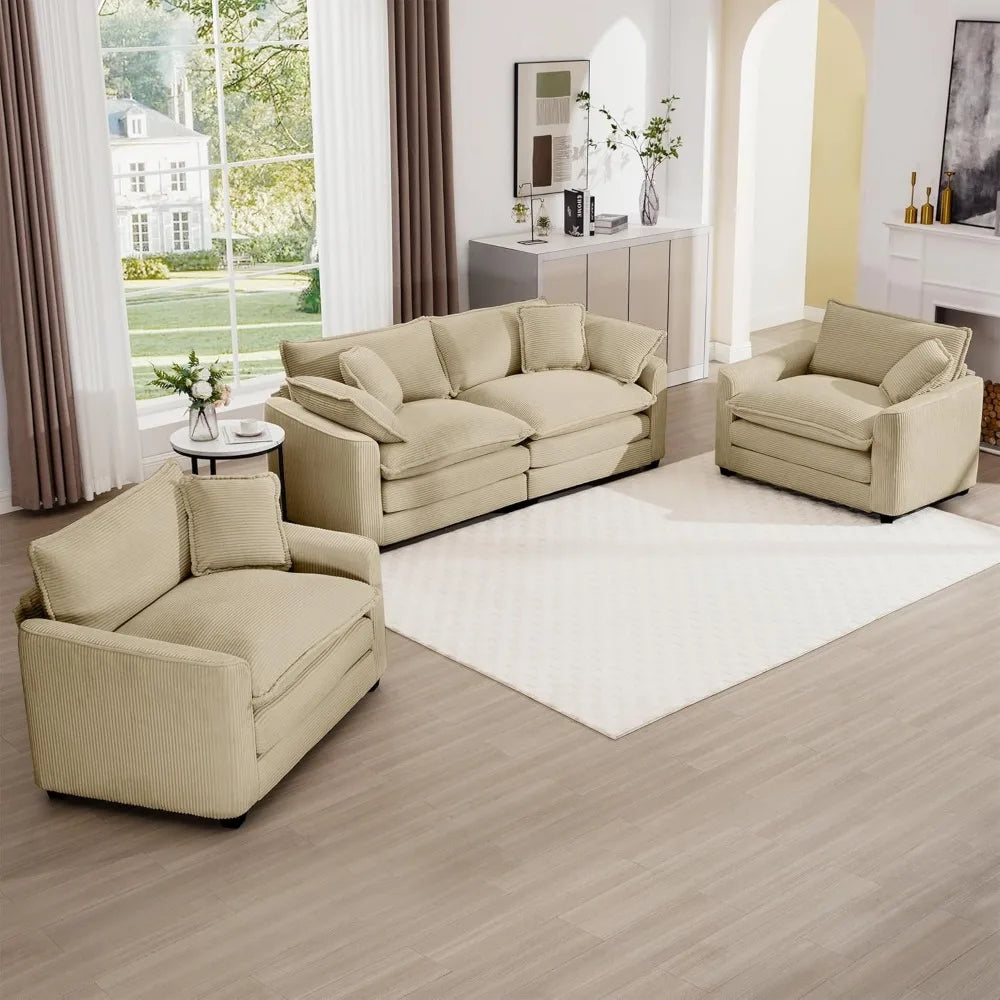 3 Pc Camel Sofa Set