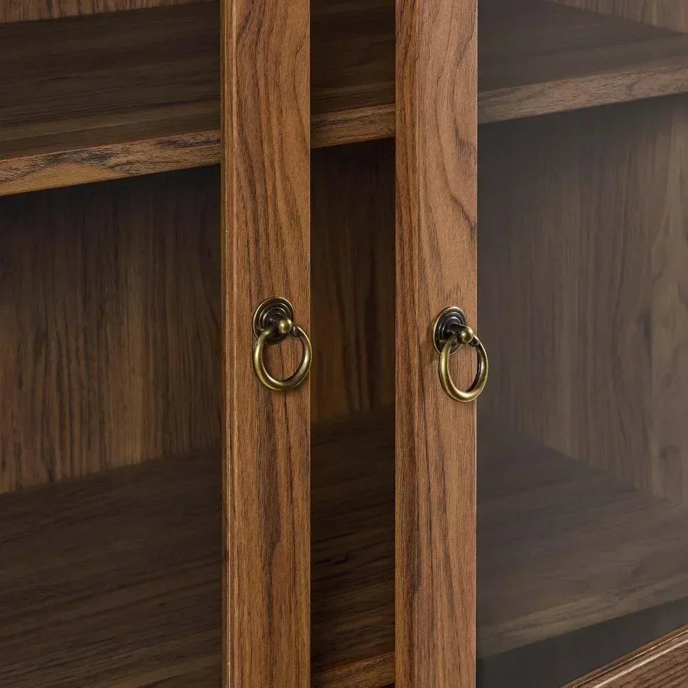 71" Tall Walnut Wood Display Cabinet