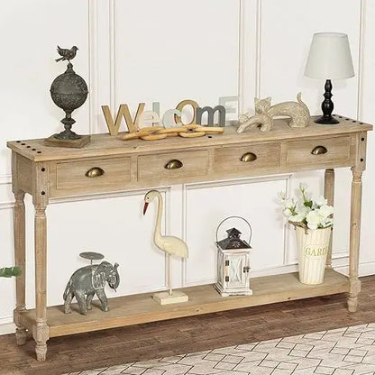 60" Farmhouse Console Table with 4 Drawers