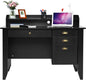 Wooden Desk with Drawers and Hutch