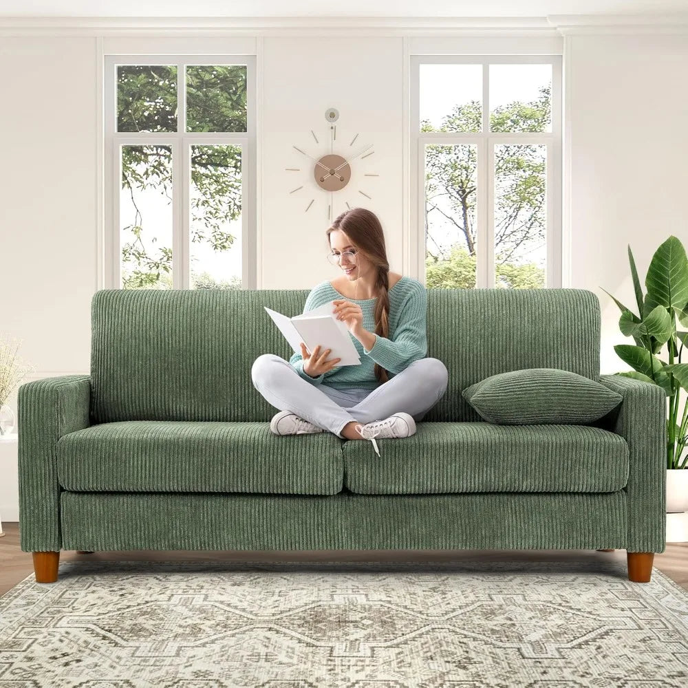 70" Green Corduroy Sofa