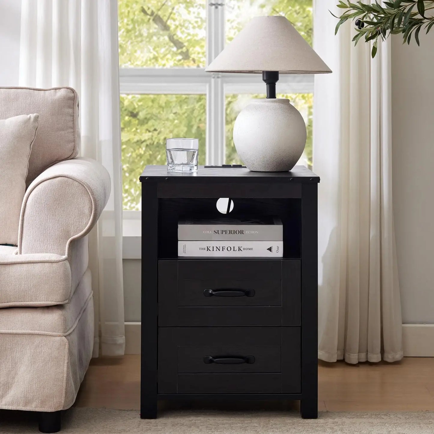 Set of 2-Farmhouse Side Table/Nightstand