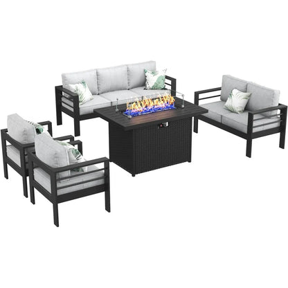 4 or 5 Pc-Patio Sectional Furniture With Fire Pit Table or Coffee Table