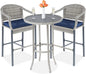 3-Piece Outdoor Wicker Bar Height Bistro Furniture