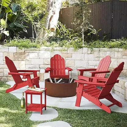 Set of 4 Folding HDPS Adirondack Chairs