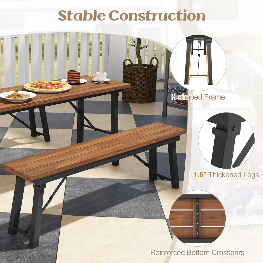 4-6 Person-59" Outdoor Natural Acadia Wood Folding Table
