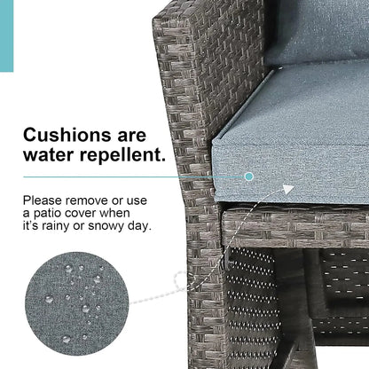 2-Piece Patio Wicker Loveseat and Coffee Table Set